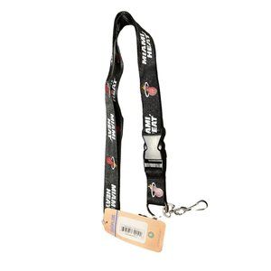 MIAMI HEAT Black Lanyard Keychain With Clip Rev 2 Sided Design NBA Licensed NEW